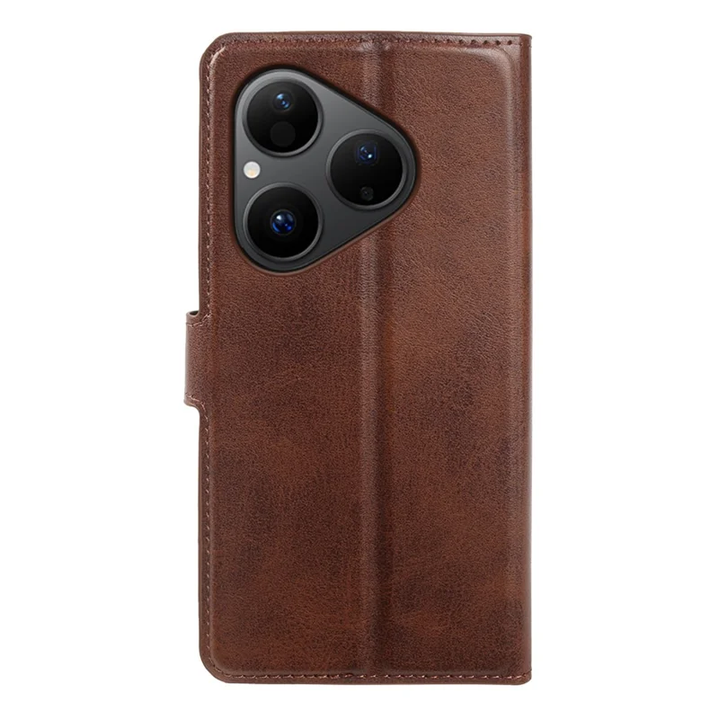 For Huawei Pura 80 Case Stand Wallet Calf Texture PU Leather Flip Phone Cover - Brown