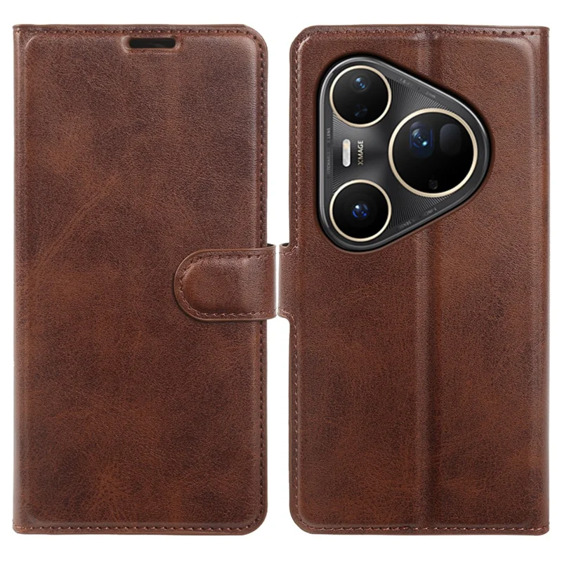 For Huawei Pura 80 Ultra Case Stand Wallet Calf Texture PU Leather Flip Phone Cover - Brown