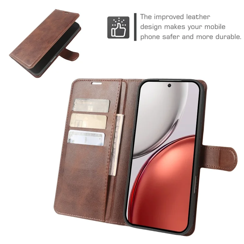Per Honor Magic8 Lite 5G / X9d 5G / X70 5G Custodia Stand Portafoglio con Chiusura Magnetica in Pelle PU con Texture a Vitello - Marrone