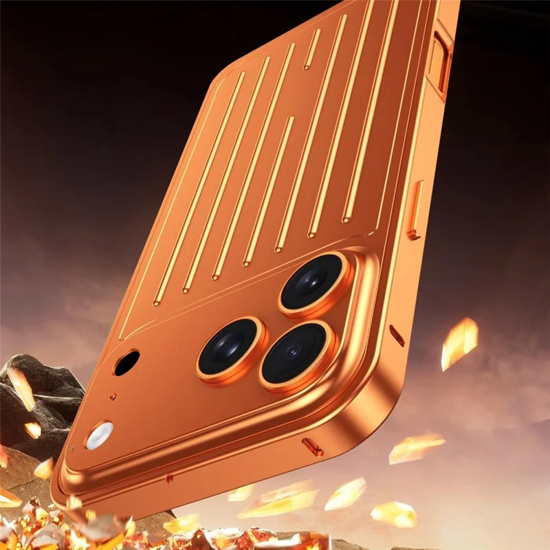 For iPhone 17 Pro Max Case Seahorse Buckle Luggage Design Aluminum Alloy Phone Cover - Orange