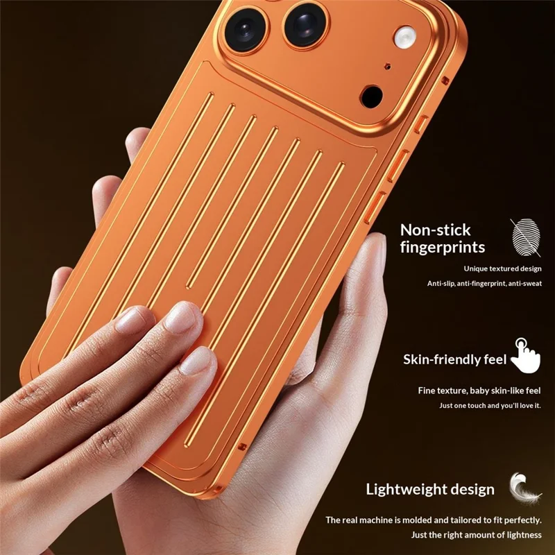 For iPhone 17 Pro Max Case Seahorse Buckle Luggage Design Aluminum Alloy Phone Cover - Orange