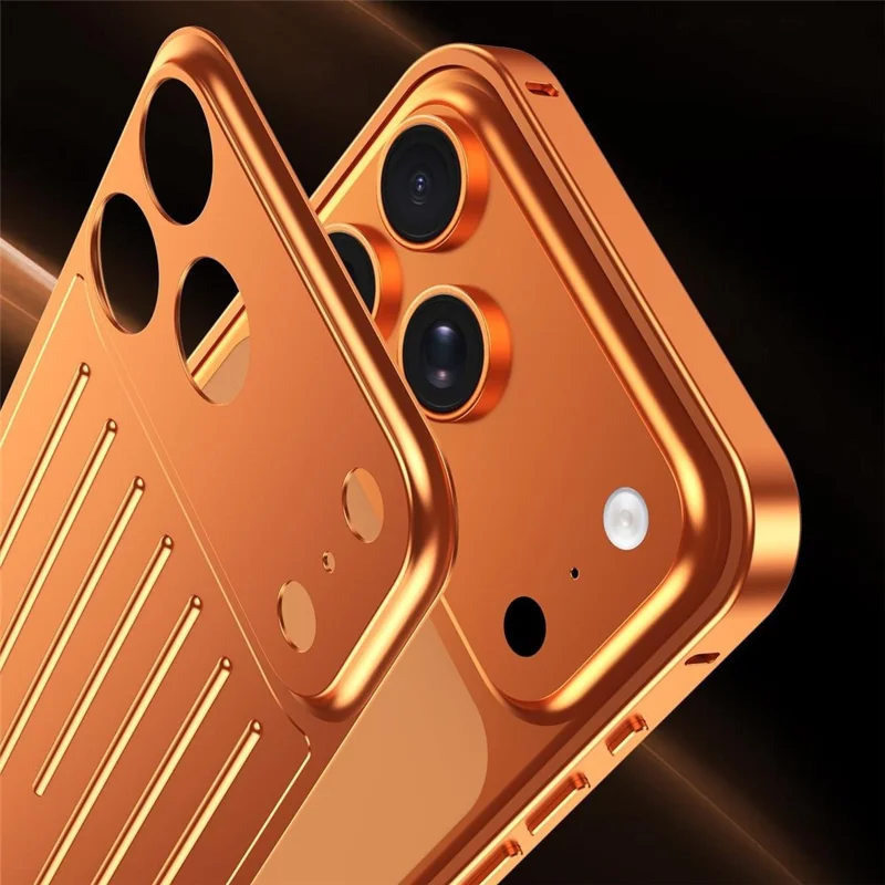 For iPhone 17 Pro Max Case Seahorse Buckle Luggage Design Aluminum Alloy Phone Cover - Orange