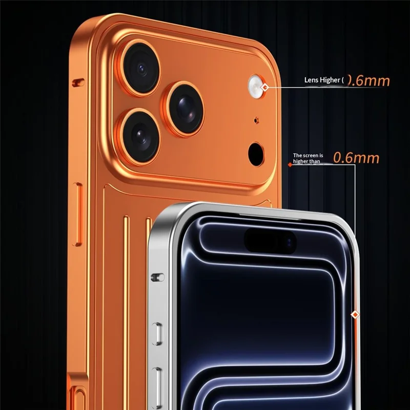 For iPhone 17 Pro Max Case Seahorse Buckle Luggage Design Aluminum Alloy Phone Cover - Orange