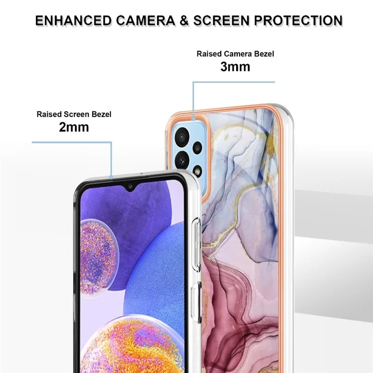 YB IMD Serie-16 Style E Per Samsung Galaxy A32 5G / M32 5G Modello di Marmo IMD Custodia Per Telefono L'elettroplaggio a Prova di Goccia da 2,0 mm Cover TPU - Oro Rosa