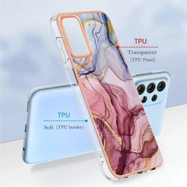 YB IMD Serie-16 Style E Per Samsung Galaxy A32 5G / M32 5G Modello di Marmo IMD Custodia Per Telefono L'elettroplaggio a Prova di Goccia da 2,0 mm Cover TPU - Oro Rosa