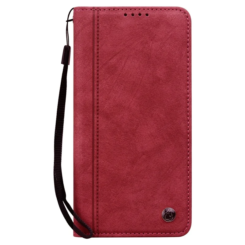 For Samsung Galaxy A37 5G Case Lines Pattern Wallet Leather Phone Cover with Strap - Red