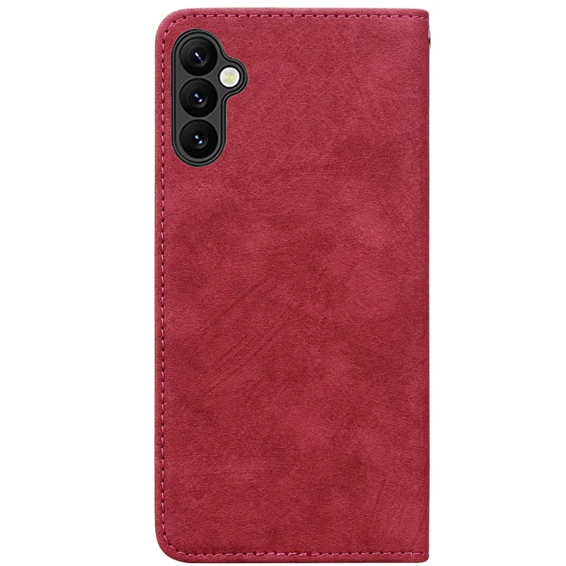 For Samsung Galaxy A37 5G Case Lines Pattern Wallet Leather Phone Cover with Strap - Red
