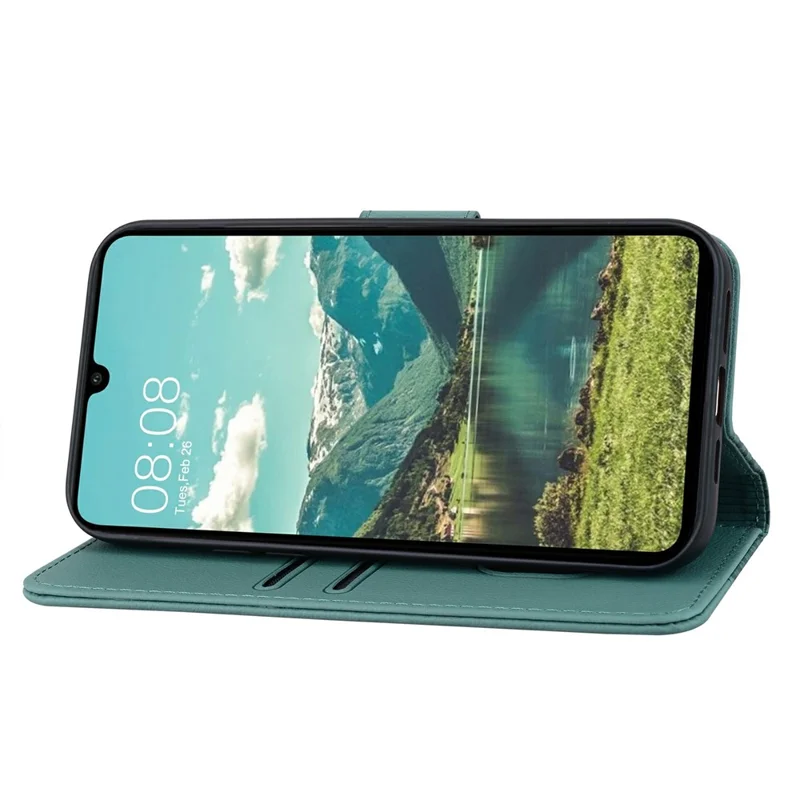 For Samsung Galaxy A37 5G Case Rhombus Pattern Leather Wallet Phone Cover with Wrist Strap - Green