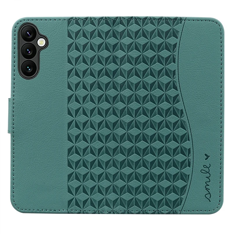 For Samsung Galaxy A57 5G Case Rhombus Pattern Leather Wallet Phone Cover with Wrist Strap - Green