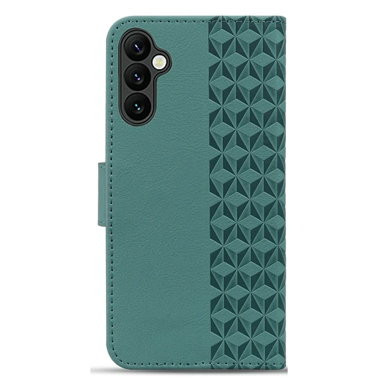 For Samsung Galaxy A57 5G Case Rhombus Pattern Leather Wallet Phone Cover with Wrist Strap - Green