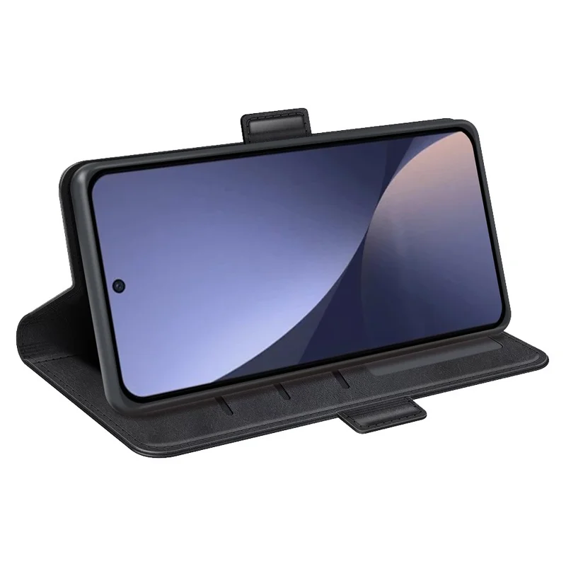 Pour Xiaomi 13 Pro 5G Dual Magnetic Clasp PU Leather Stand Case Calf Texture Folio Flip Phone Wallet Cover - Noir