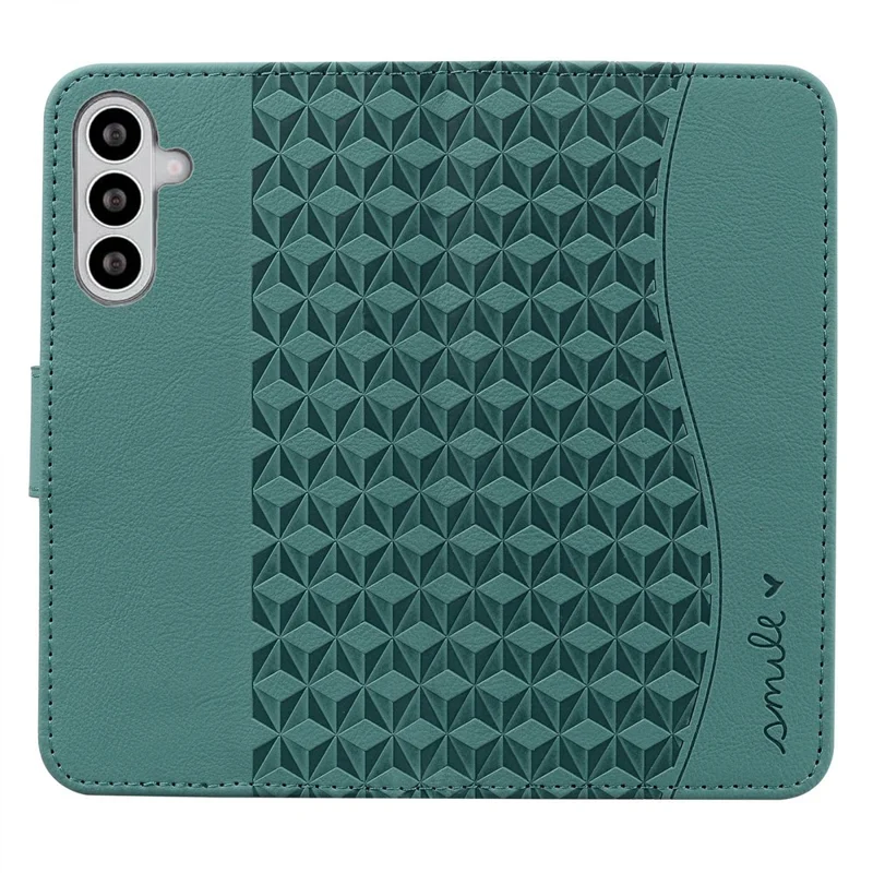 For Samsung Galaxy S26+ Case Rhombus Pattern Leather Wallet Phone Cover with Wrist Strap - Green