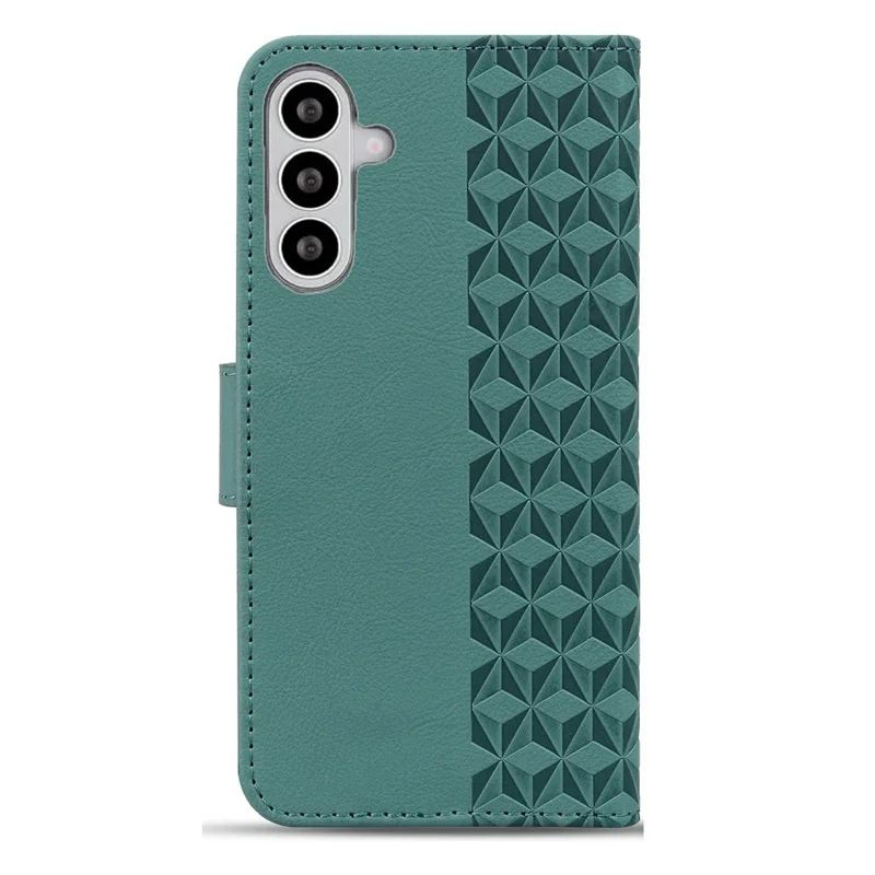 For Samsung Galaxy S26+ Case Rhombus Pattern Leather Wallet Phone Cover with Wrist Strap - Green