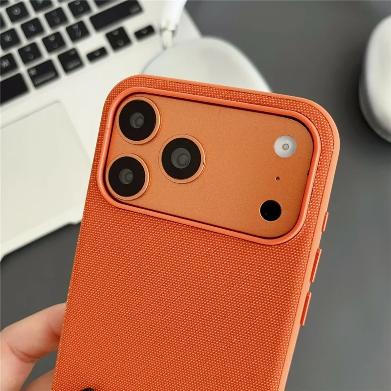 For iPhone 17 Pro Max Magnetic Case with Tempered Glass Screen Protector Fabric Texture PC + TPU Phone Cover Compatible with MagSafe - Purple