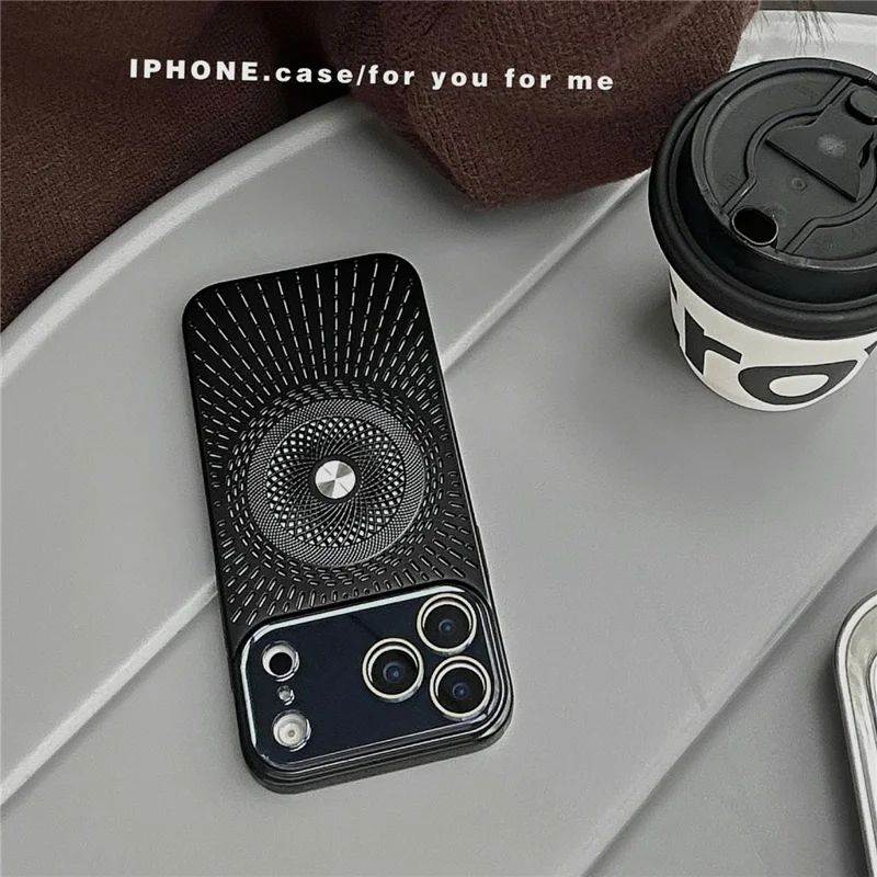 For iPhone 17 Pro Max Hollow Heat Dissipation Magnetic Case with Tempered Glass Screen Protector Shockproof Cover Compatible with Magsafe - Brown