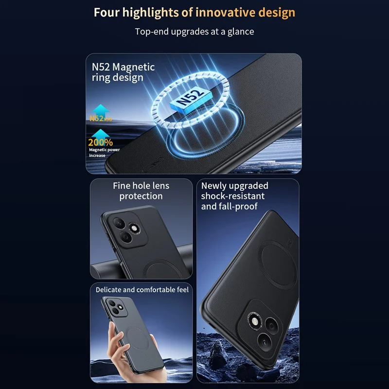 Etui magnetyczne For Honor 600 Lite 5G z powłoką z tworzywa TPU + PC zamszowe etui na telefon - Czarny