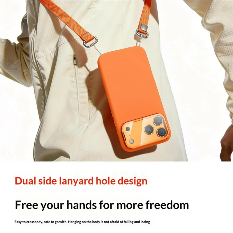 For iPhone 17 Pro Liquid Silicone Magnetic Case with Screen Protector Lens Protector Kickstand Mobile Cover Compatible with MagSafe - Orange