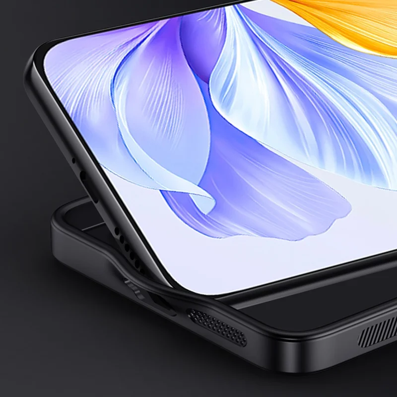 Futera na Honor 600 Lite 5G z fakturą pod drewno z poliuretanowej skóry PC i TPU – Czarny