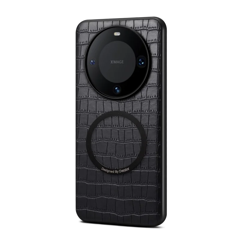 DENIOR A09+1 Per Huawei Mate 60 Pro Custodia Magnetica con Texture Cocodrillo Rivestimento in Pelle PU PC TPU - Nero