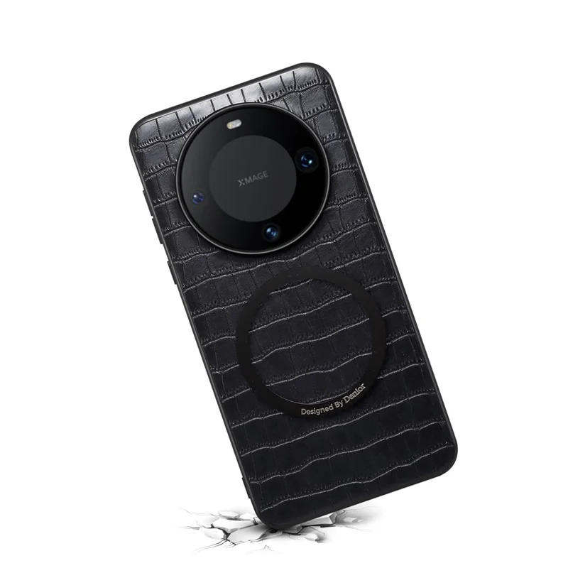 DENIOR A09+1 Per Huawei Mate 60 Pro Custodia Magnetica con Texture Cocodrillo Rivestimento in Pelle PU PC TPU - Nero