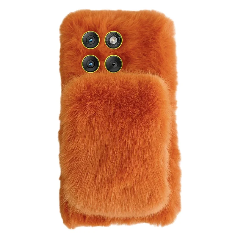 For Motorola Edge 70 5G Fluffy Phone Case Winter Warm TPU Cover with Hand Strap - Orange