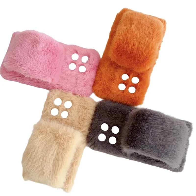 For Motorola Edge 70 5G Fluffy Phone Case Winter Warm TPU Cover with Hand Strap - Orange