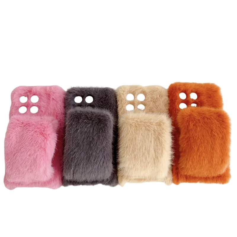 For Motorola Edge 70 5G Fluffy Phone Case Winter Warm TPU Cover with Hand Strap - Orange
