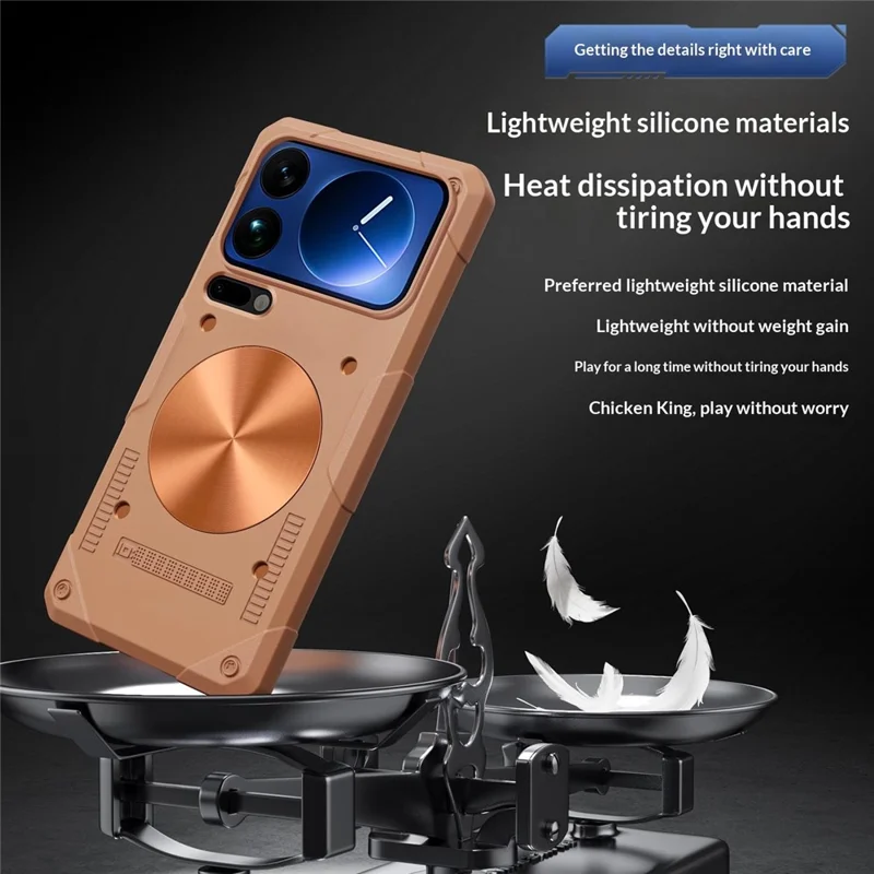 For Xiaomi 17 Pro Case Copper Heat Dissipation TPU + Metal Cooling Phone Cover Support Magnetic Car Mount - Black