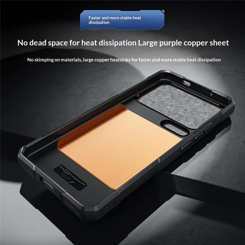 For Xiaomi 17 Pro Case Copper Heat Dissipation TPU + Metal Cooling Phone Cover Support Magnetic Car Mount - Black