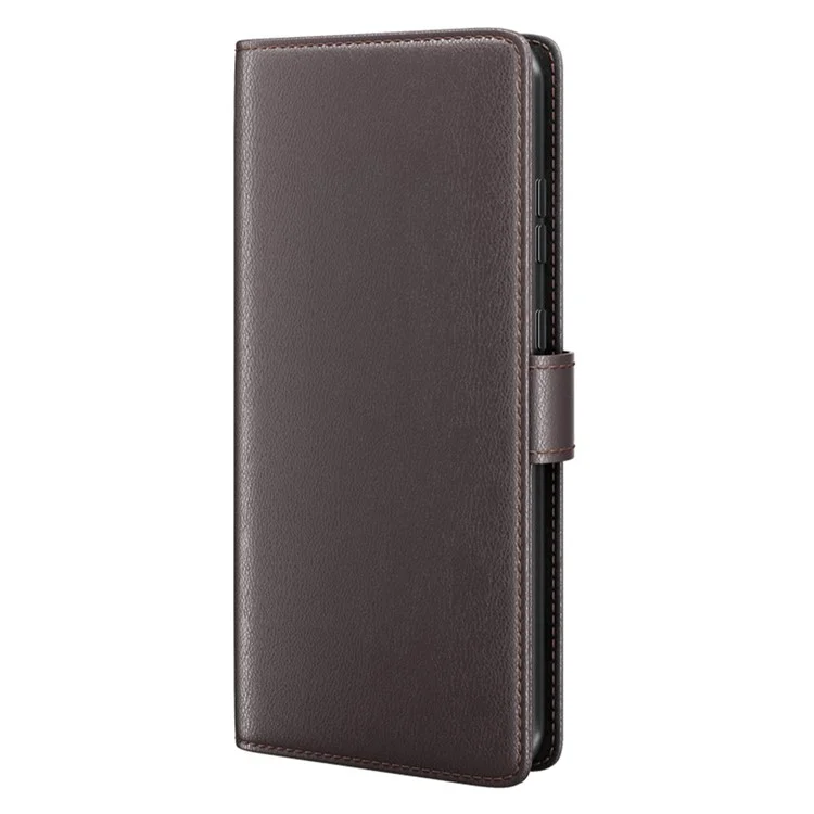 Capa de Telefone à Prova de Choque Para Motorola Moto G72 4G, Carteira de Suporte Genuíno de Couro Dividido Folio Flip Protective Celular Capine - Castanho