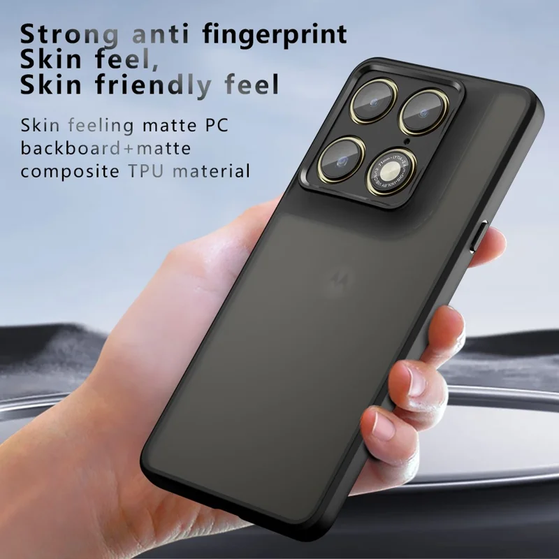 Чехол для Motorola Edge 70 Ultra 5G, тактильный TPU + матовая задняя панель из поликарбоната — прозрачный черный