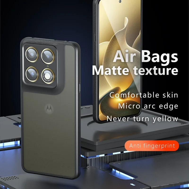 Чехол для Motorola Edge 70 Ultra 5G, тактильный TPU + матовая задняя панель из поликарбоната — прозрачный черный