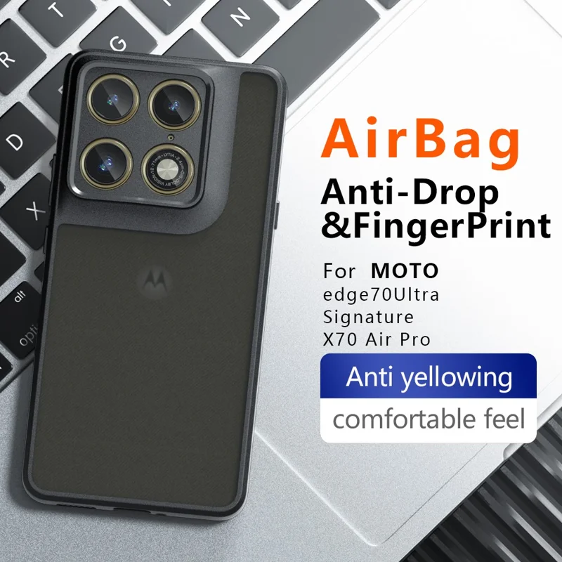 Чехол для Motorola Edge 70 Ultra 5G, тактильный TPU + матовая задняя панель из поликарбоната — прозрачный черный