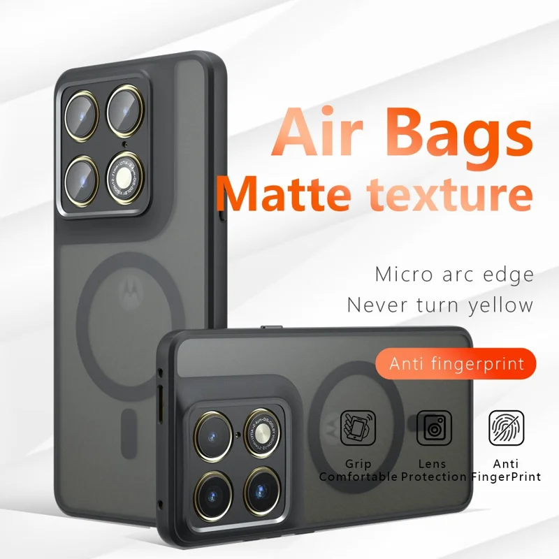 For Motorola Edge 70 Ultra 5G Magnetisk TPU + PC Skærmtilbehør med Matt Overflade - Sort