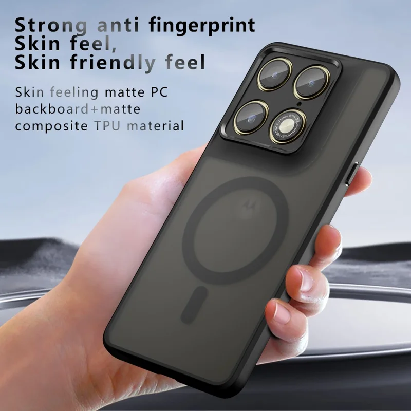 For Motorola Edge 70 Ultra 5G Magnetisk TPU + PC Skærmtilbehør med Matt Overflade - Sort