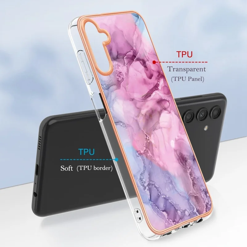 Per Samsung Galaxy A13 5G / M13 5G / A04 4G (164,4 x 76,3 x 9,1 Mm) yb Sielo in Marmo IMD Serie-16 E IMD Frame Elettroplativo da 2,0 mm Coperchi - Rosa