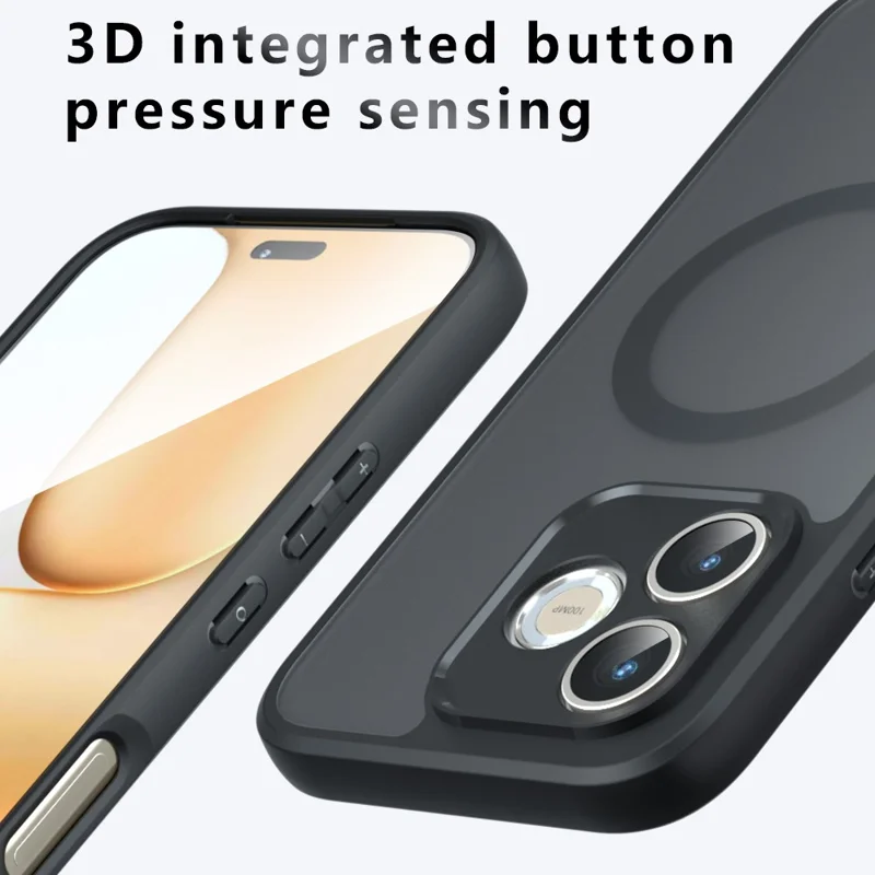 For Honor 600 Lite 5G Magnetic Case TPU + PC Matte Skin Touch Phone Cover - Transparent Black