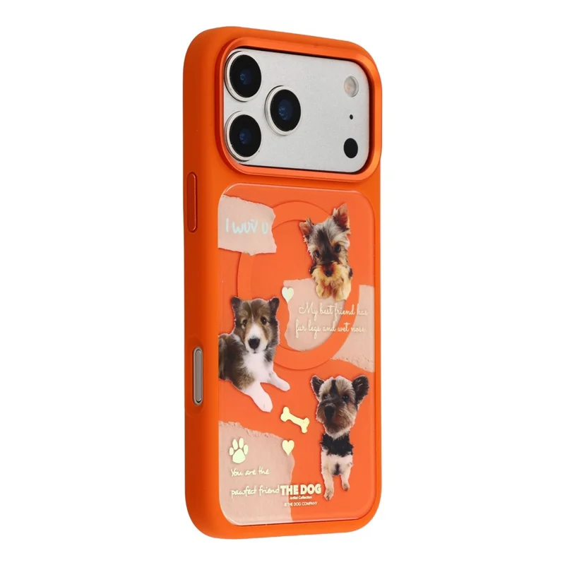 MUTURAL For iPhone 17 Pro Max Magnetic Case THE DOG Pattern PC + TPU Phone Cover with Tempered Glass Panel Compatible with MagSafe - Orange