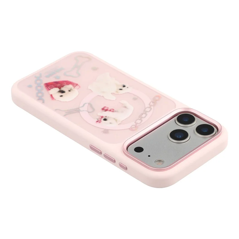 MUTURAL For iPhone 17 Pro Magnetic Case THE DOG Pattern PC + TPU Phone Cover with Tempered Glass Panel Compatible with MagSafe - Pink
