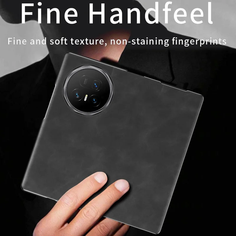 For Honor Magic V5 5G Case Drop Proof Stand Nappa Texture PU Leather + PC Phone Cover - Black