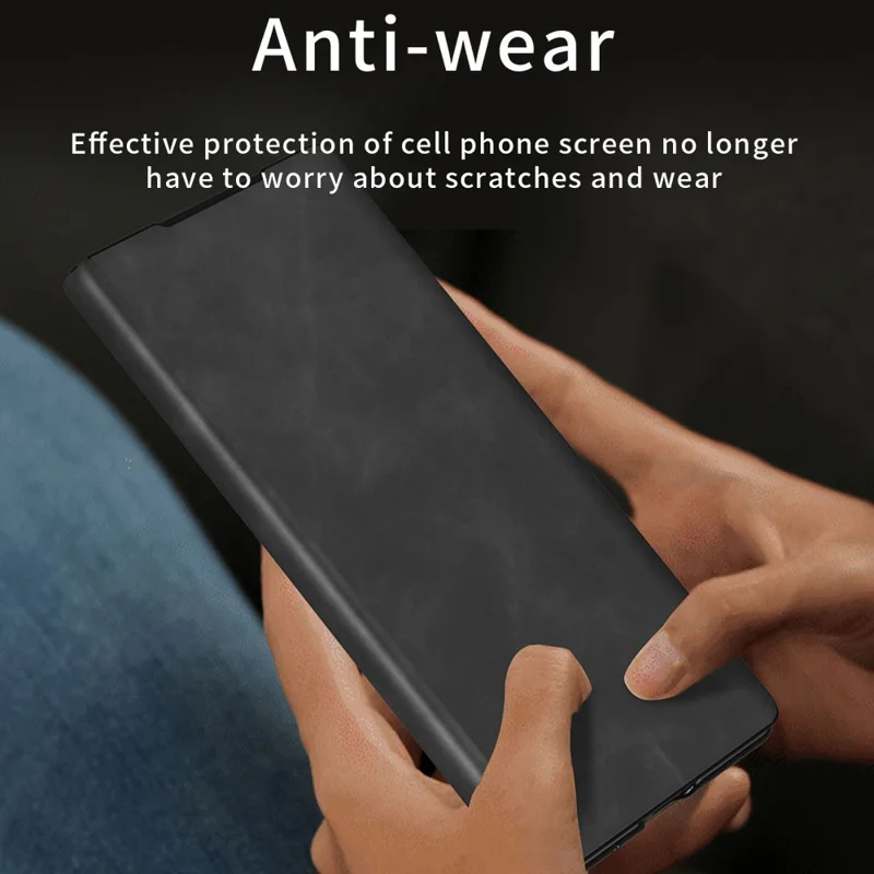 For Honor Magic V5 5G Case Drop Proof Stand Nappa Texture PU Leather + PC Phone Cover - Black