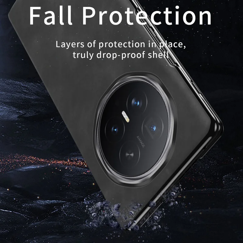 Capa para Honor Magic V6 5G Capa à Prova de Quedas com Suporte em Couro Sintético Textura Napa + Capa em PC - Preto