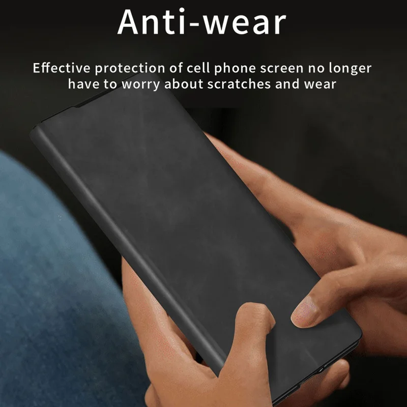 Capa para Honor Magic V6 5G Capa à Prova de Quedas com Suporte em Couro Sintético Textura Napa + Capa em PC - Preto