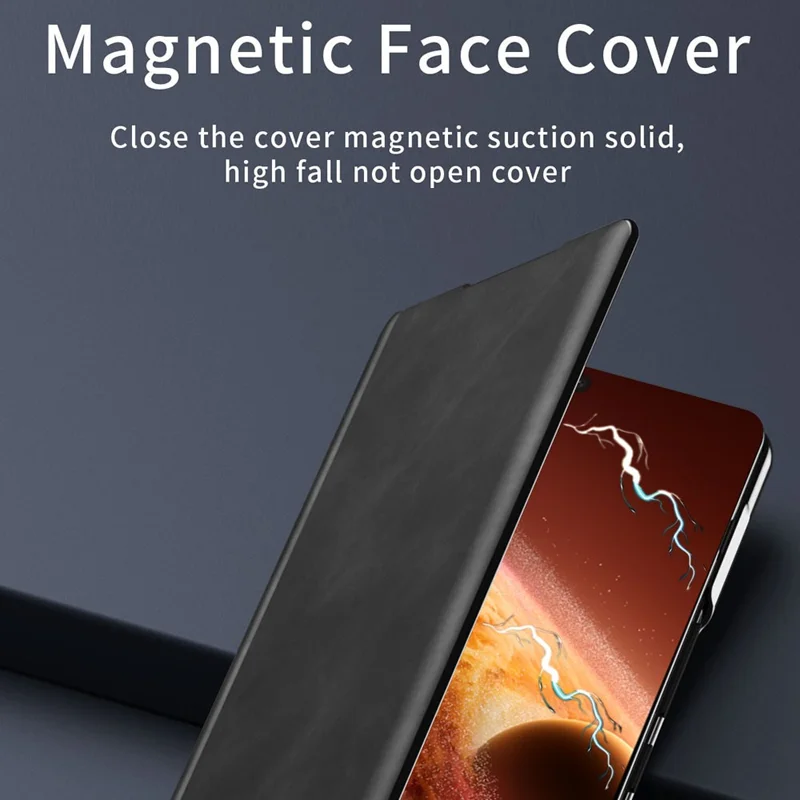 Capa para Honor Magic V6 5G Capa à Prova de Quedas com Suporte em Couro Sintético Textura Napa + Capa em PC - Preto