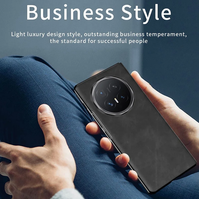 Capa para Honor Magic V6 5G Capa à Prova de Quedas com Suporte em Couro Sintético Textura Napa + Capa em PC - Preto