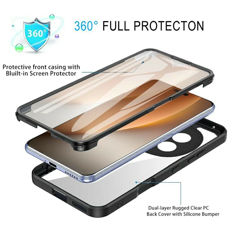 For Honor Magic8 Pro 5G Phone Case Acrylic + TPU Clear Phone Cover with PET Screen Film - Black