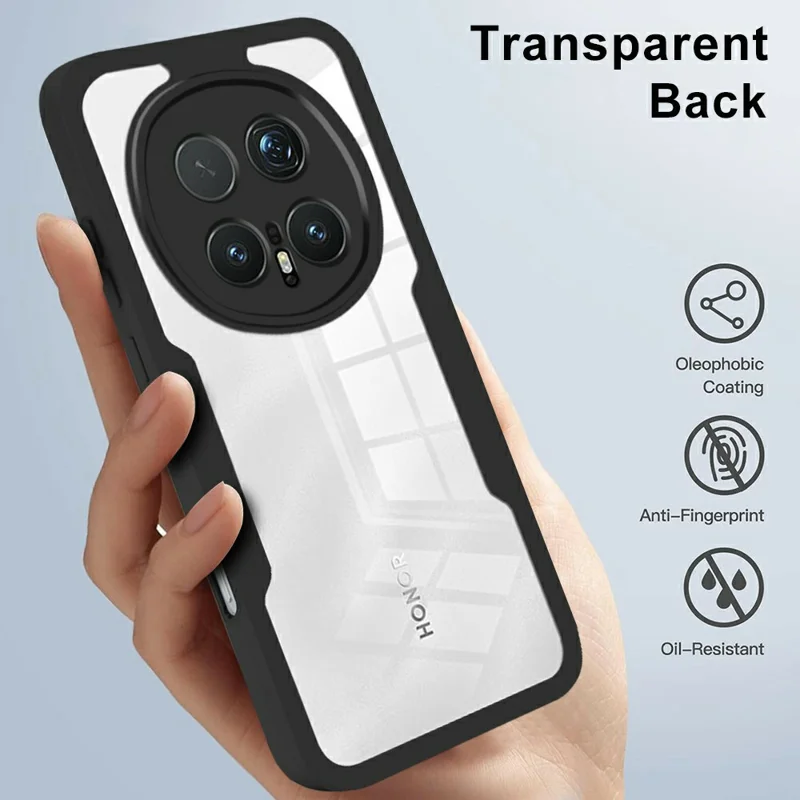 For Honor Magic8 Pro 5G Phone Case Acrylic + TPU Clear Phone Cover with PET Screen Film - Black