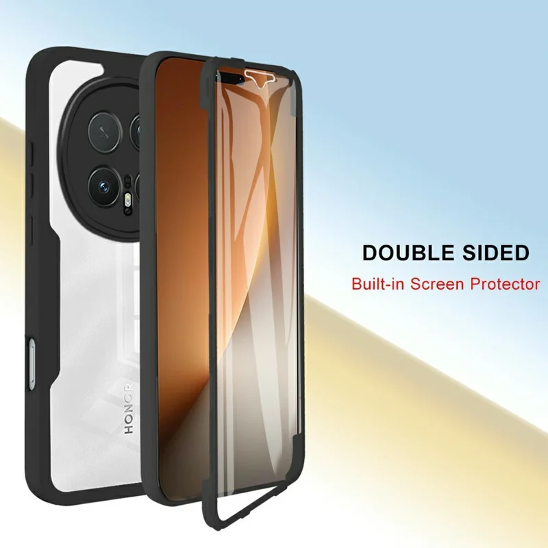 For Honor Magic8 Pro 5G Phone Case Acrylic + TPU Clear Phone Cover with PET Screen Film - Black