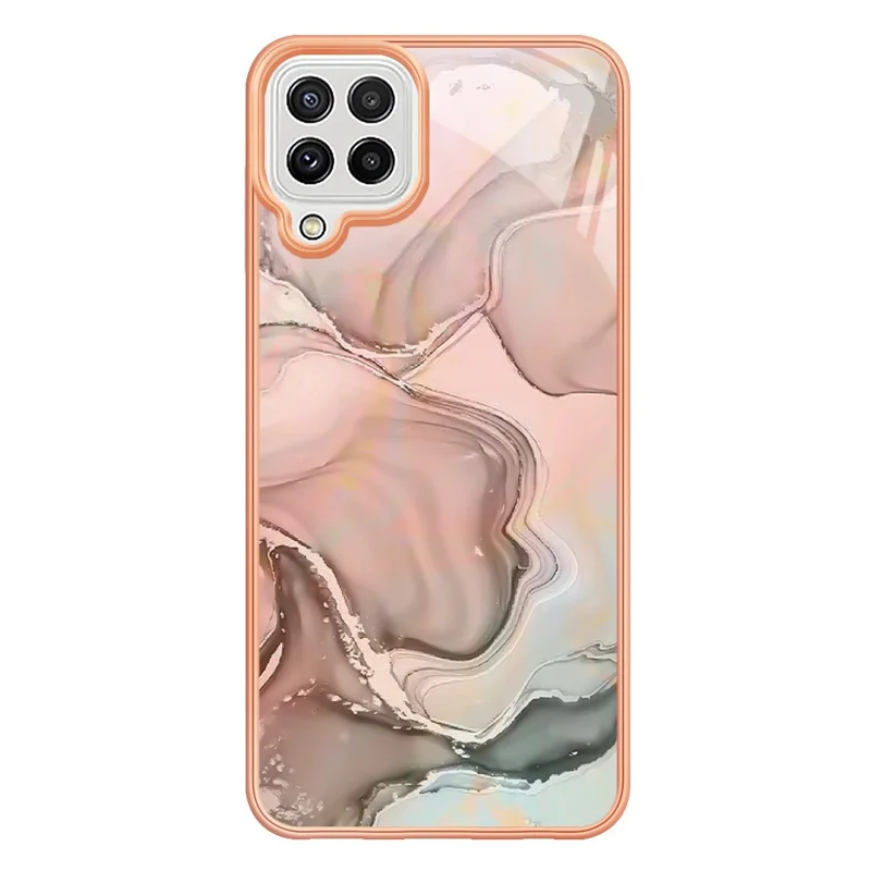 Para Samsung Galaxy A22 4G (versión de la Ue) / M32 (versión Global) 4G YB IMD Series-16 Patrón de Mármol Estilo de Cobertura de Teléfono E IMD 2.0 mm TPU Anti-dingerprints Electroplating Back Case - Rosado