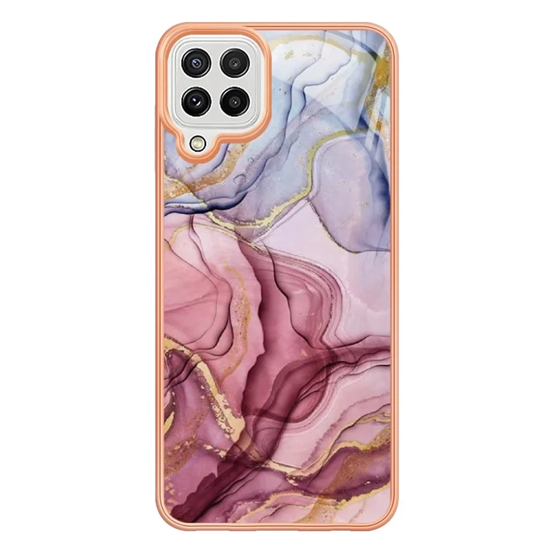 Für Samsung Galaxy A22 4G (EU -version) / M32 (globale Version) 4G YB IMD Series-16 Marble Muster Phone Cover Style E IMD 2,0 mm TPU Anti-fingerabdrücke Elektroplierend Zurück - Roségold